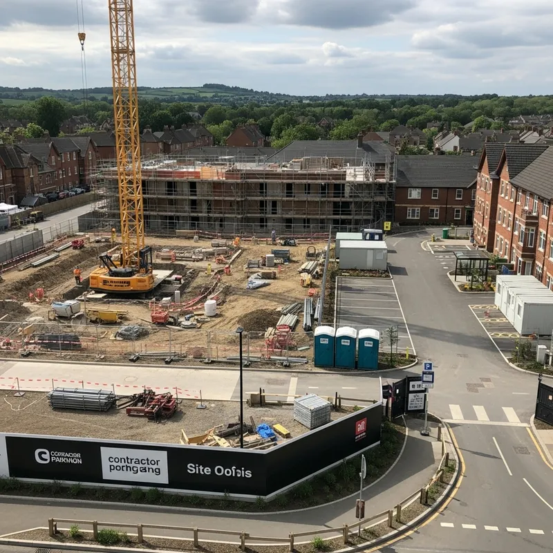 Detailed Construction Site Refurbishment with Hoarding Barrier