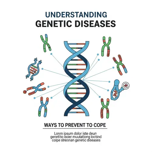 Understanding Genetic Diseases Poster - DNA Helix & Genes