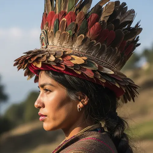 South Asian Woman in Traditional Feathered Hat