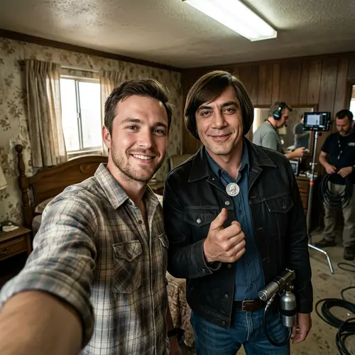 Candid Selfie with Anton Chigurh - No Country for Old Men