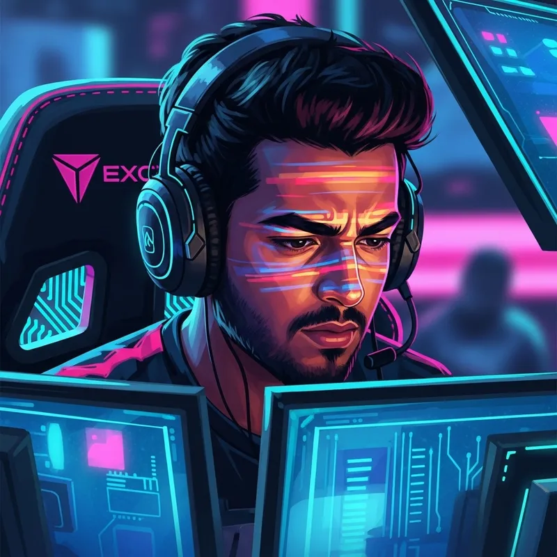 Intense Cyberpunk Esports Player Art