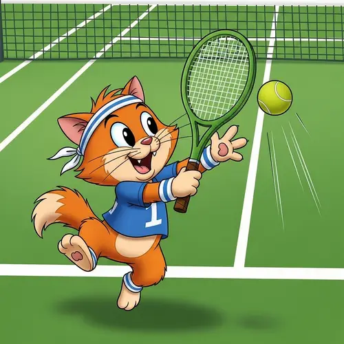 Animated Cartoon Cat Playing Tennis | Fun Tennis Game