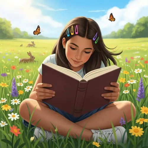 Hispanic Pre-Teen Girl Enjoying a Relaxing Summer Day in a Meadow