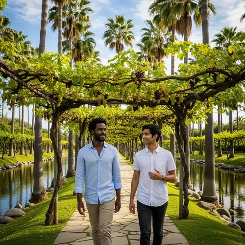 Diverse Friendship in Lush Gardens