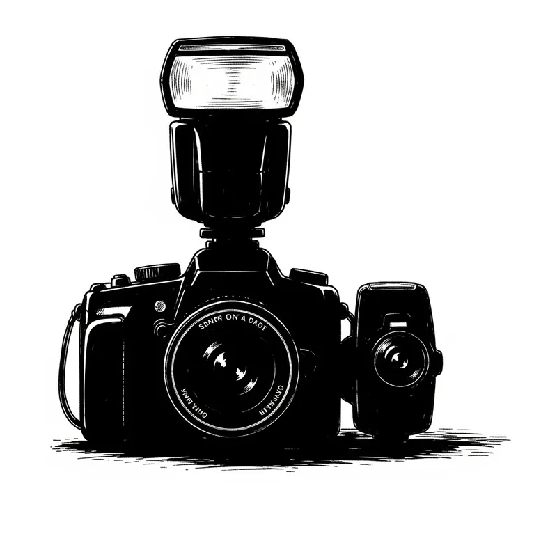 Canon Camera Flash Silhouette Drawing