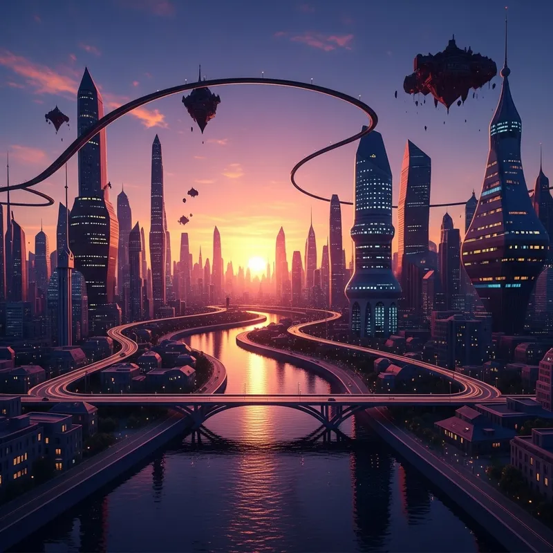 Vibrant Abstract Cityscape in Colorful Hues