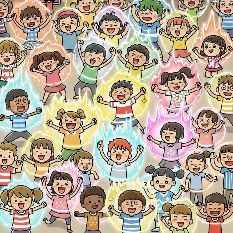 Energizing Kids Exercise: Fun and Magical Cartoon Scene