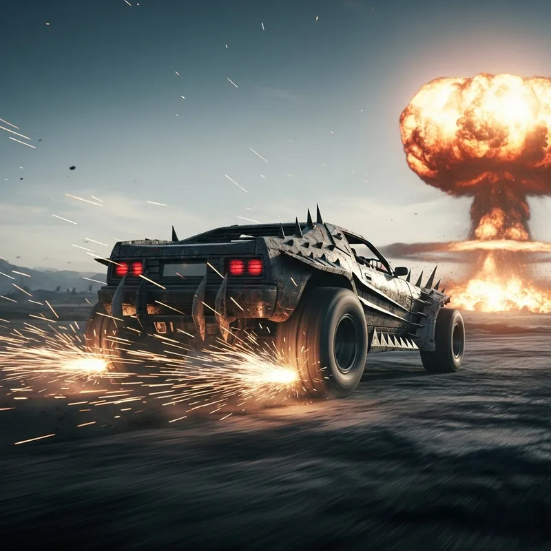 Post-Apocalyptic Car Chase: A Dystopian Escape