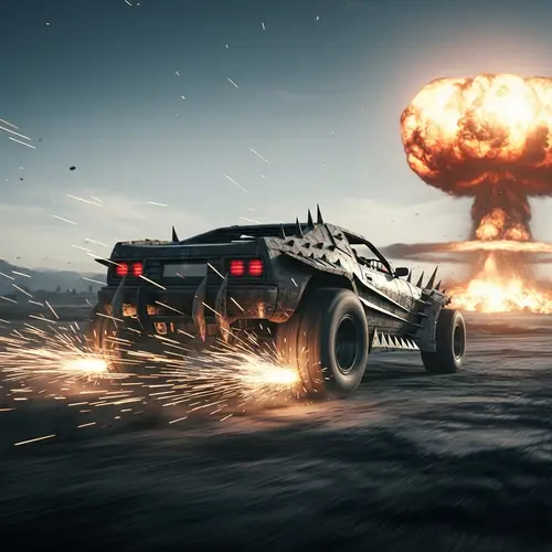 Post-Apocalyptic Car Chase: A Dystopian Escape