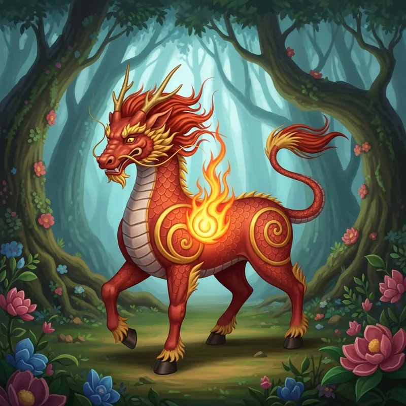 Legendary Kilin: Mythical Creature in Mystic Forest