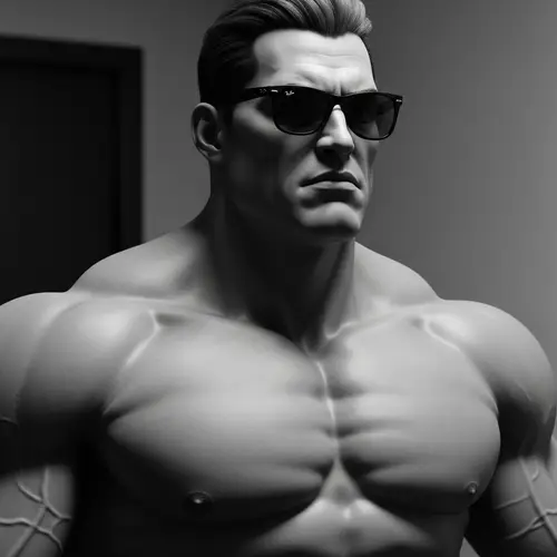 Classic Black and White Gigachad with Black Ray-Ban Eyeglasses