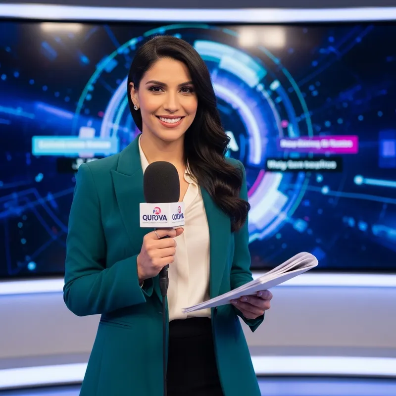 Beautiful TV Presenter Captivating Audience with Charismatic Smile