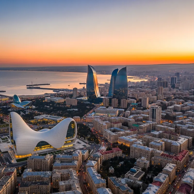 Awe-Inspiring Baku City Sunset: Modern Architecture & Vibrant Cityscape Awe-Inspiring Baku City Sunset: Modern Architecture & Vibrant Cityscape