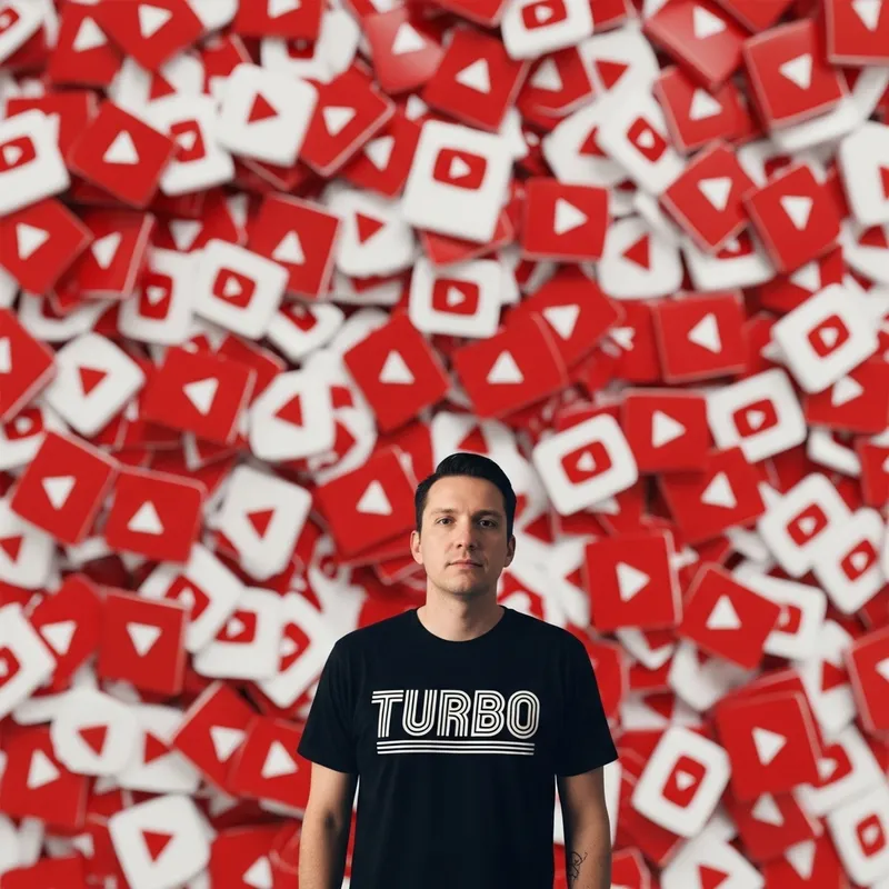 YouTube Play Button Background with TURBO Shirt YouTube Play Button Background with TURBO Shirt