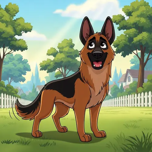 Cheerful Cartoon German Shepherd Art