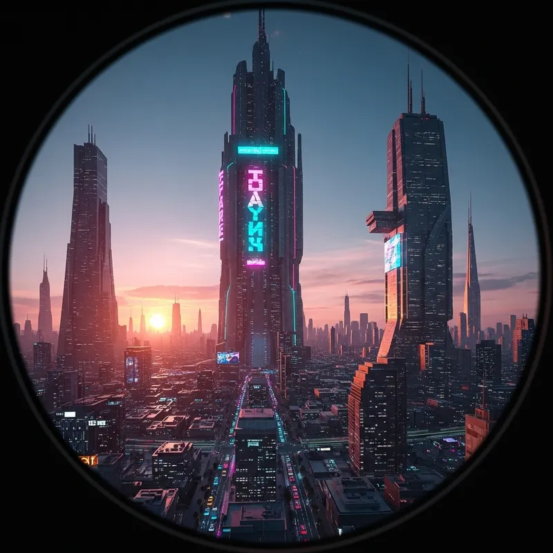Futuristic Utopian Cityscape at Sunset | Cyberpunk Architecture