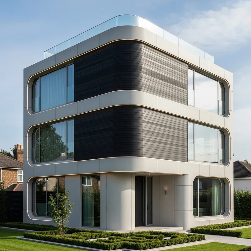 Innovative 3 Floor Cube-shaped Residence with Round Corners