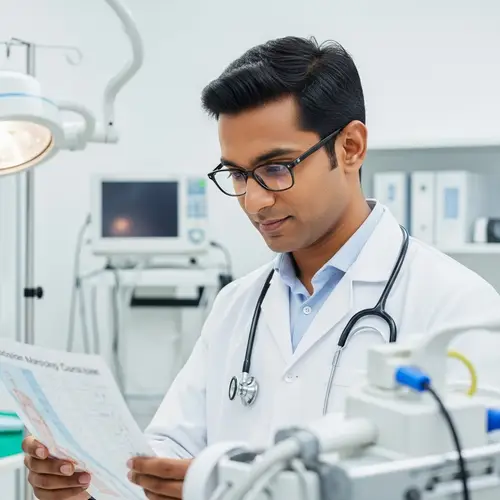 Dedicated South Asian Medical Professional in Brightly Lit Room
