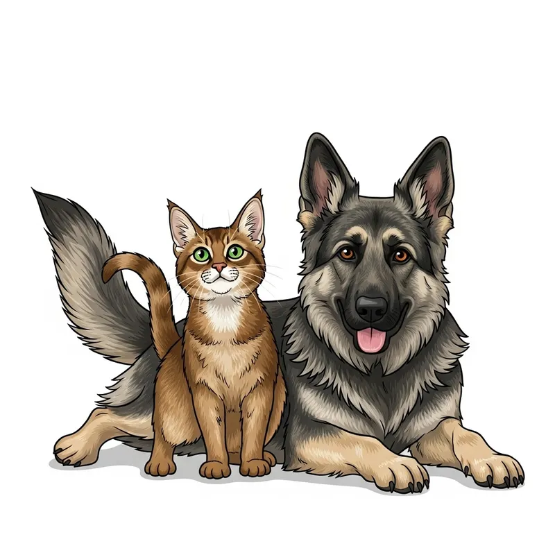 Curious Cat and Loyal Dog - A Heartwarming Duo