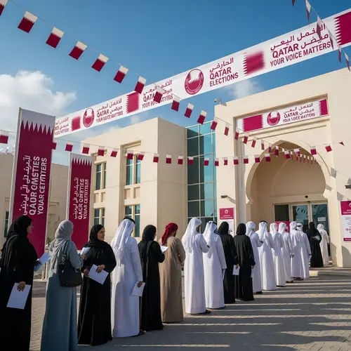 Elections Scene in Qatar: Voters of Various Descents and Genders