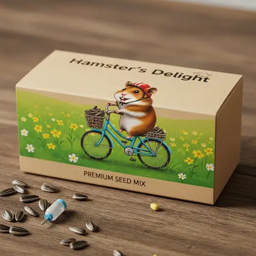 Hamster Food Box with Charming Bicycle-Riding Hamster