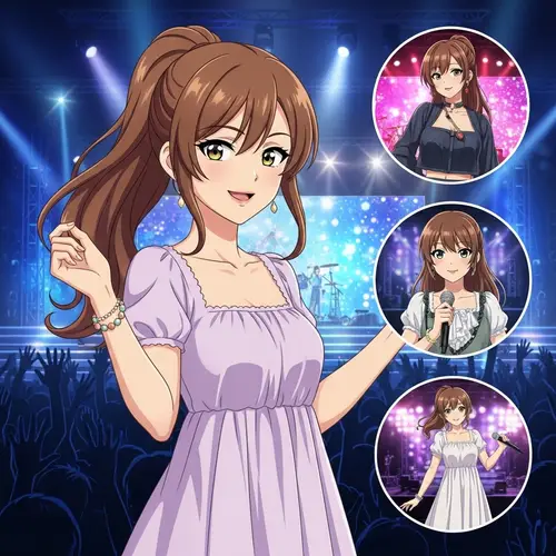 Young Woman in Lavender Babydoll Minidress at Pop Music Concert