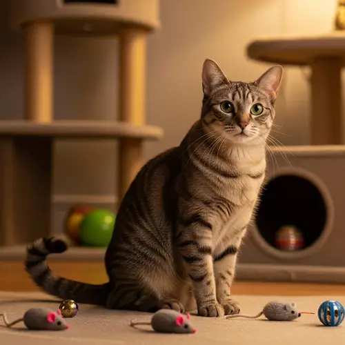 Domestic Short-Haired Cat with Captivating Green Eyes