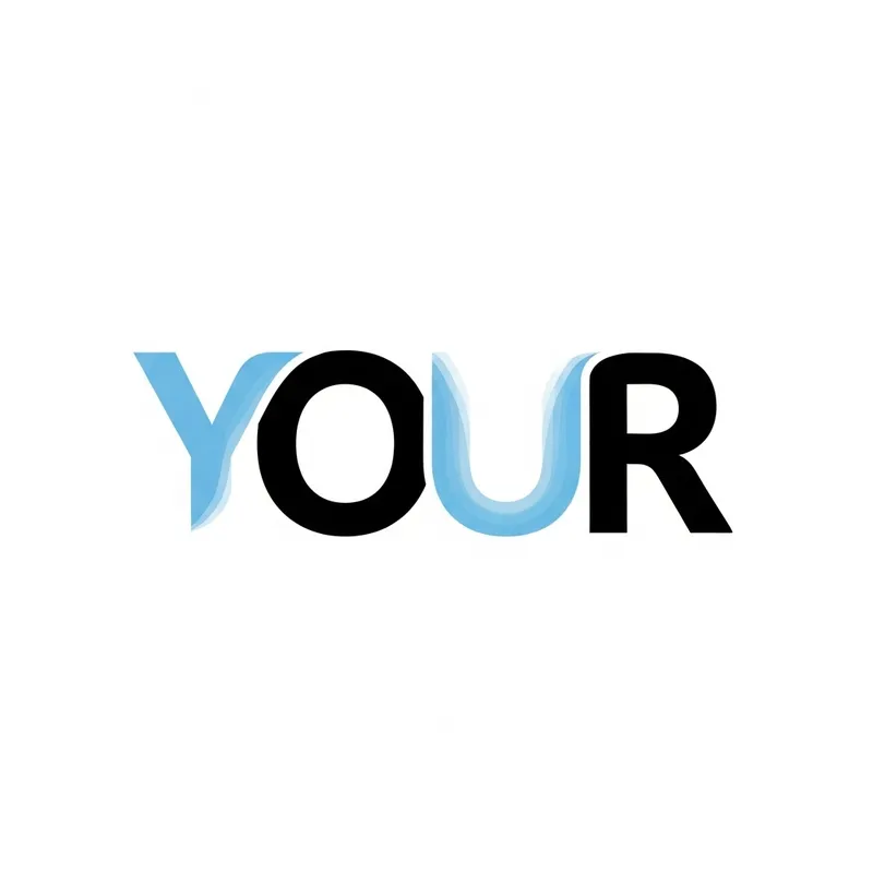 Creative Logo Design with 'YOU' Blending Light Blue, Black, White
