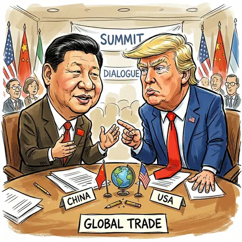 Xi Jinping and Donald Trump Caricature Art