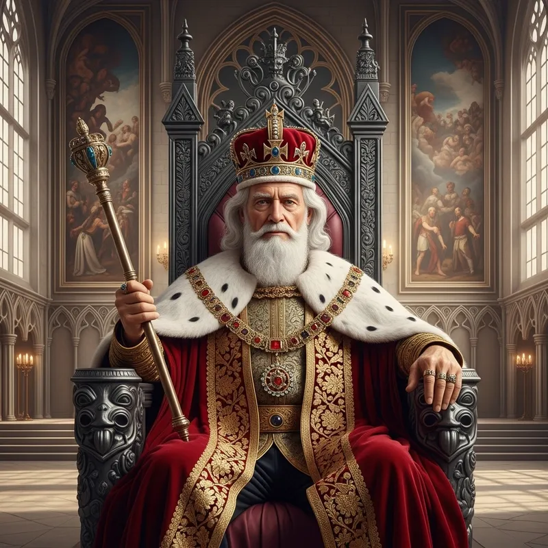 Aged Regal Figure Seated on Grand Throne