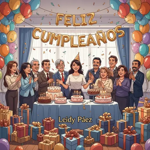 Leidy Páez Birthday Celebration: Joyous Party with Feliz Cumpleaños Banner