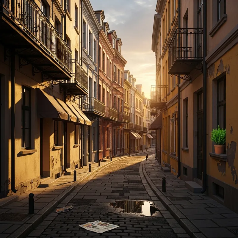 Charming City Street with a Small Bump from Past Construction