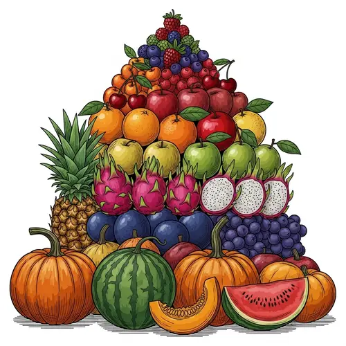 Vibrant Fruit Layer Illustration | Fresh and Colorful Fruits Artwork