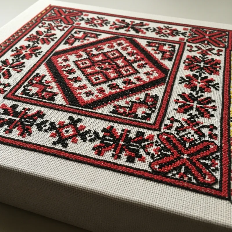 Ukrainian Slavic Black & Red Needlework Pattern
