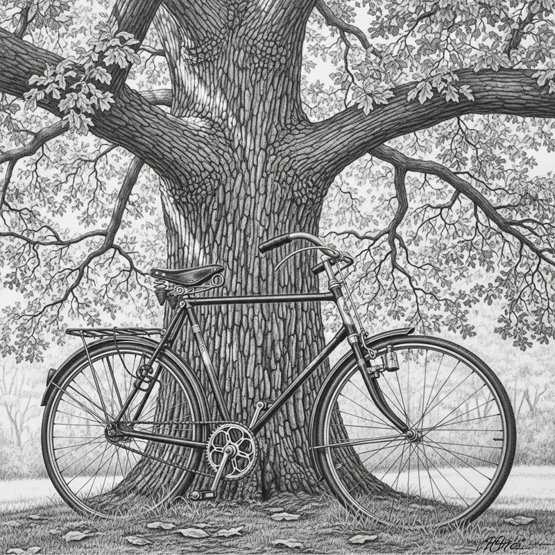 Vintage Bicycle Drawing | Nostalgia & Tranquility Sketch
