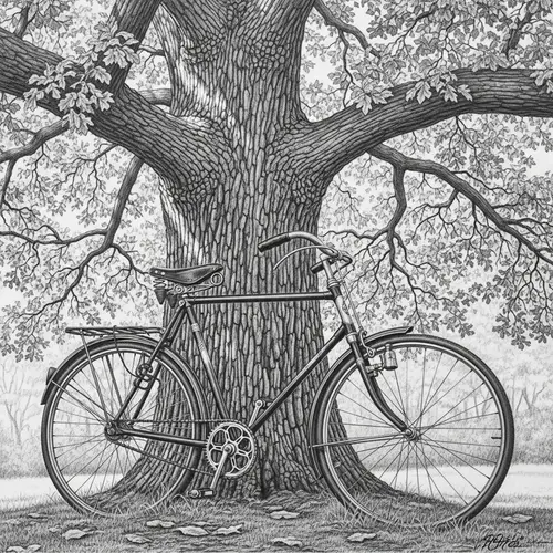Vintage Bicycle Artwork | Nostalgic Tranquility Sketch