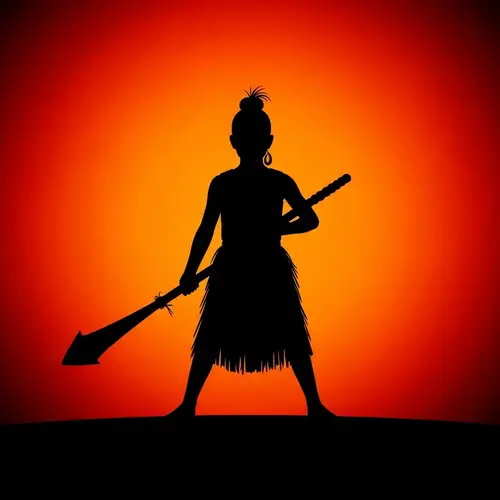 Young Maori Warrior Silhouette Artwork