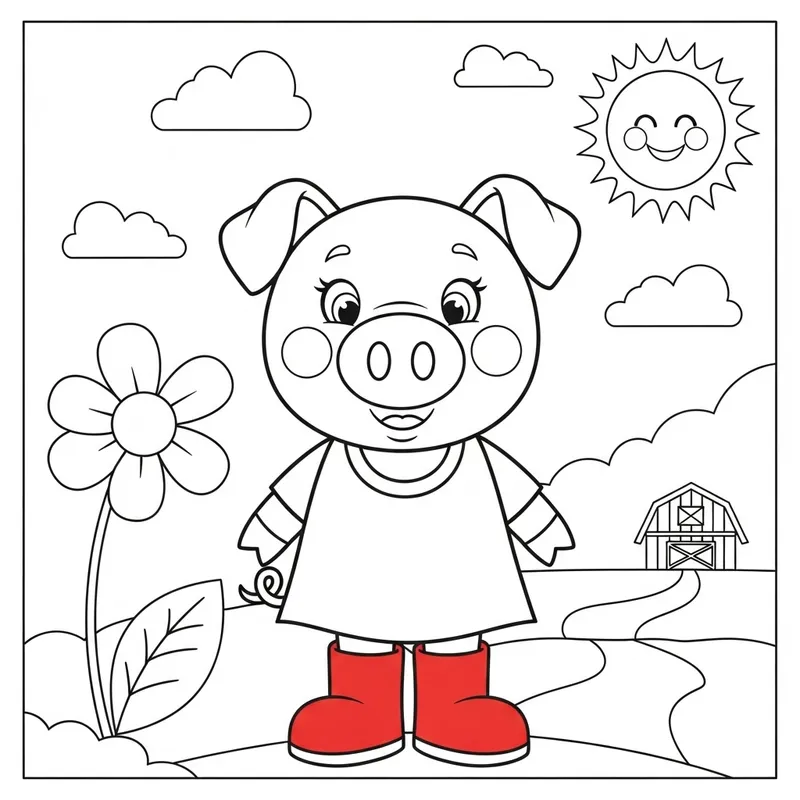 Fun Peppa Pig Coloring Page for Kids
