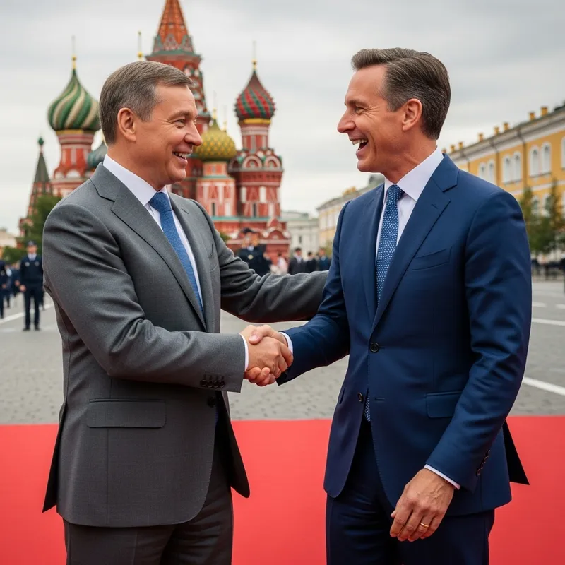 Vladimir Putin and Tucker Carlson Shake Hands on Red Square, Moscow