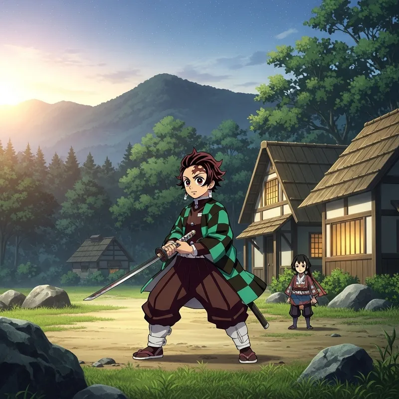 Kimetsu no Yaiba Anime Scene | Young Warrior at Dawn