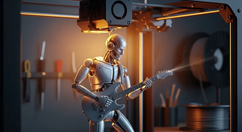 Futuristic Robot Playing Guitar | 3D Printing Process