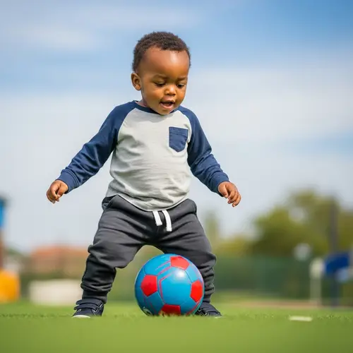 African Toddler Playing Football - Joyful Sports Moment