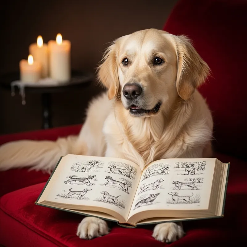Charming Golden Retriever Reading Dog Sketch Book