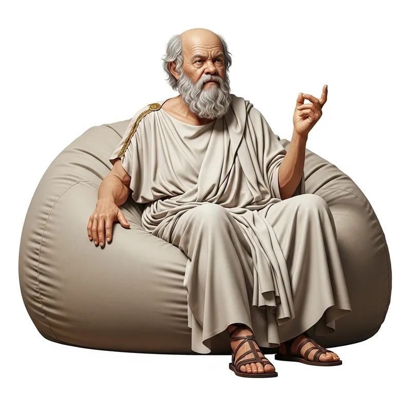 Socrates: Philosophical Sitting on a Comfortable Bean Bag