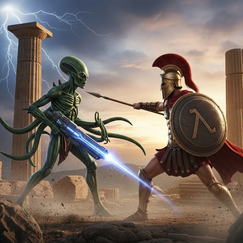 Alien vs Spartan: Epic Battle Showdown