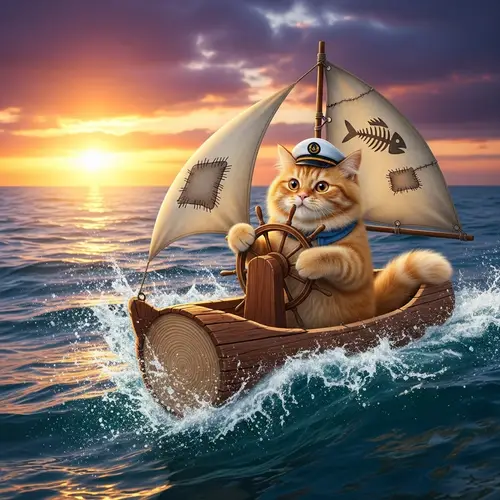 Cat Sailing in the Sea - Explore the Serene Sight