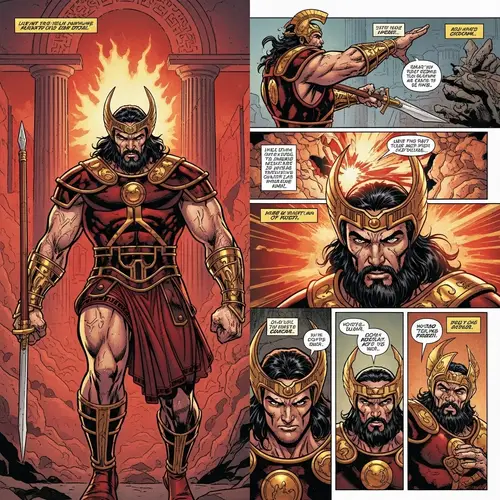 Thrilling Comic Book Page Featuring Powerful Greek God