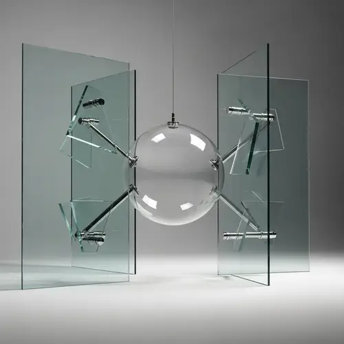 Contemporary Glass Sphere Installation with Abstract Aura