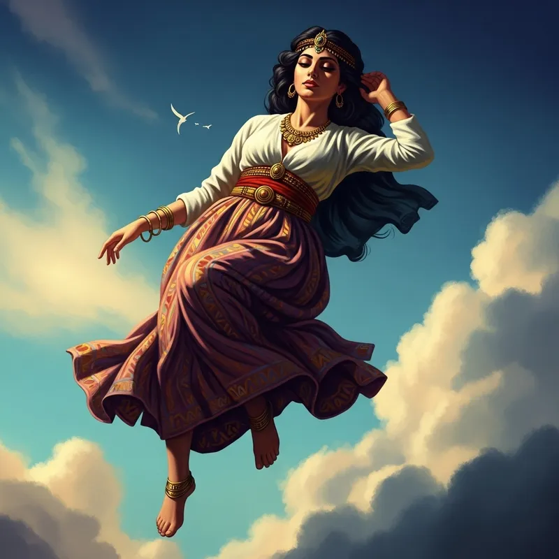 Surreal Floating Woman Portrait | Dreamlike Sky Artwork