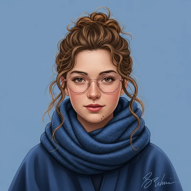 Portrait of Young Woman with Golden Brown Curly Hair | Almond Eyes